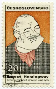 CZECHOSLOVAKIA - CIRCA 1968: A stamp printed in Czechoslovakia, shows portrait of the American writer Ernest Miller Hemingway, circa 1968